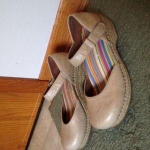 Dansko Mary Jane Leather Clogs- Beige size 39